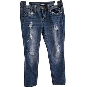Dollhouse Charley Juniors 7 Blue Distressed Mid-Rise Denim Jeans